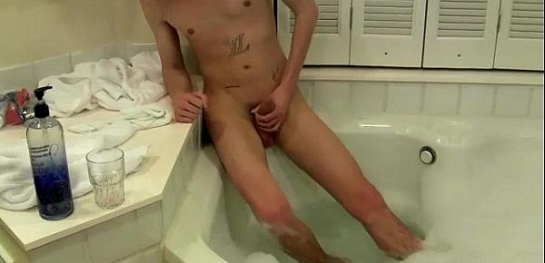  Nude men Bathtub Boner Boy Strokes It